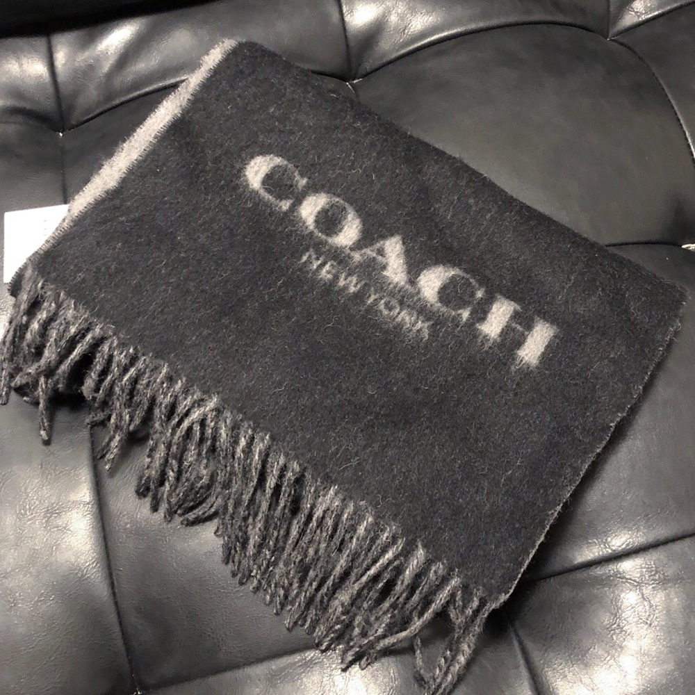 Coach Scarf, Solid Black and Gray, NWT